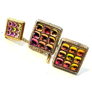Vintage 60s Glass Dichroic Cuff Link Set